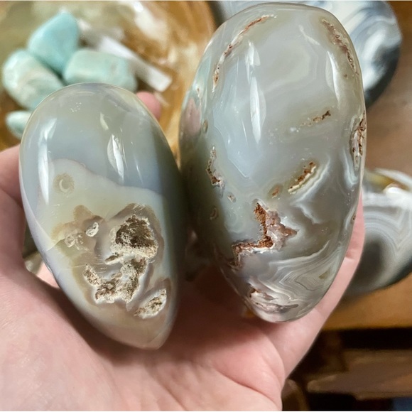 Medium 1 puffy flower agate heart - Picture 4 of 8